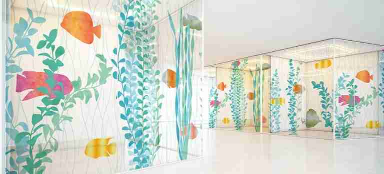 Digital printing glass partition wall