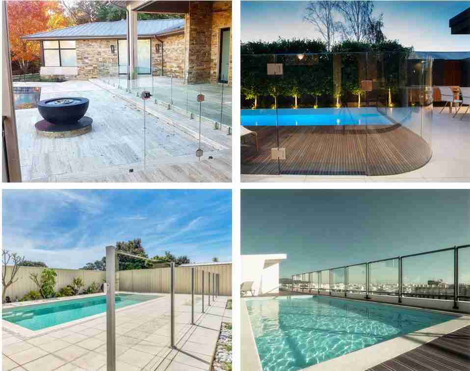 Verre pour les types de clôture de piscine par accessoires d’installation.