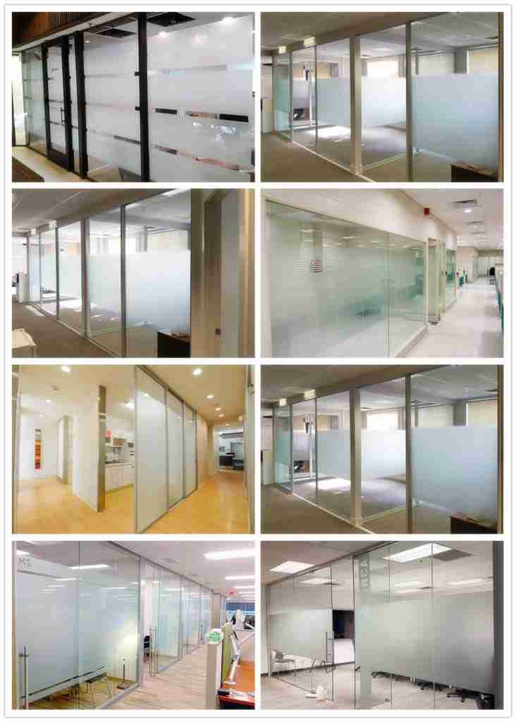 12mm tempered frosted glass office partition