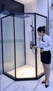 Diamond sliding glass shower door