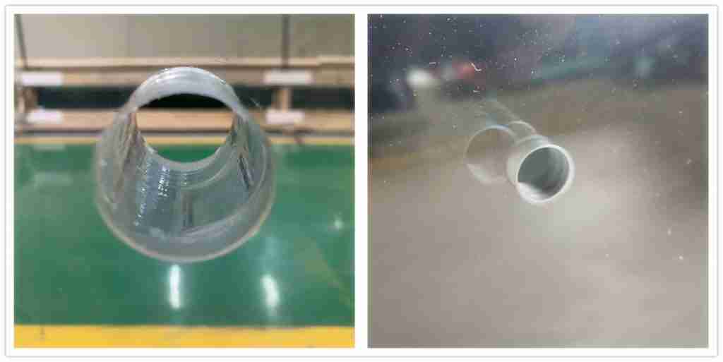 Furos de perfuração para vidro temperado curvo claro de 15 mm com precisão.