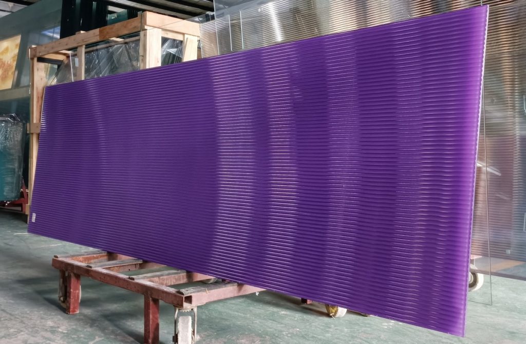 purple laminated corrugated glass