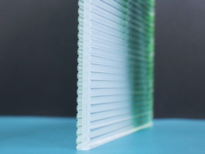 Shenzhen Dragon Glass architecture fluted glass,  Fabric Laminated Ribbed Glass