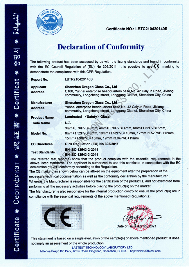 Padel Court Glass CE-Zertifikat