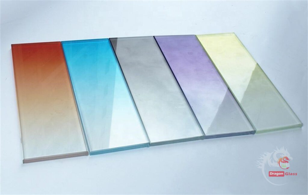 Gradient color laminated glass, white gradient glass, color gradient laminated glass, VSG, glass price China, 88.4 laminated glass, Vidrio laminado