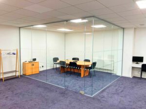 Crestlink Limited glass corner office installed 05
