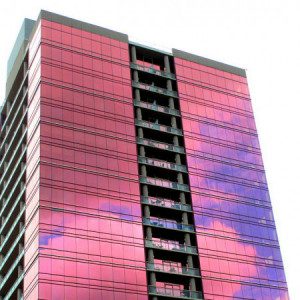 pink reflective double glazing