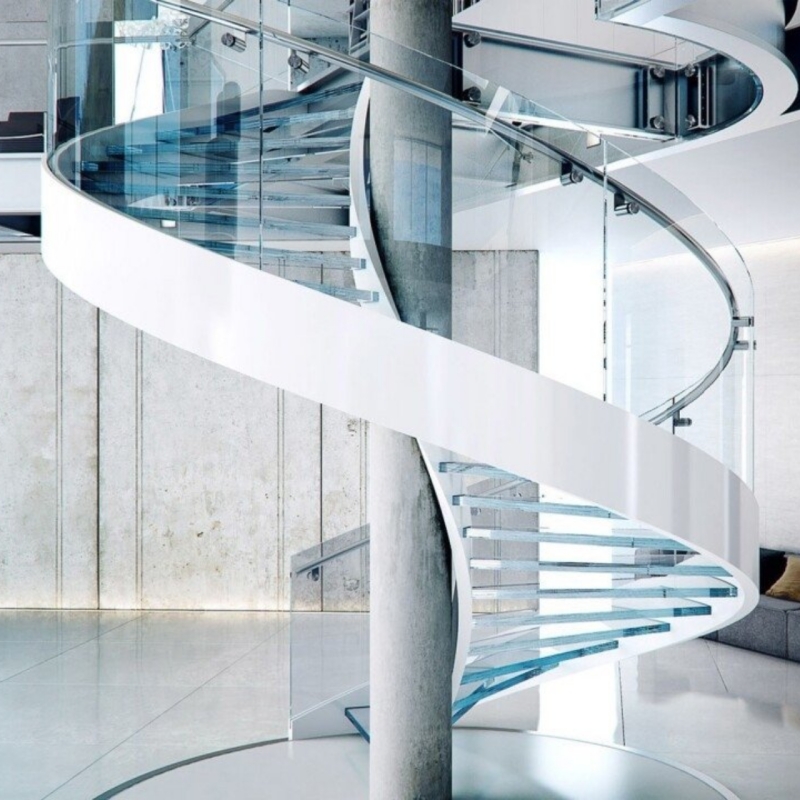 curved glass for staircase