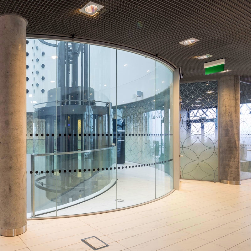 curved glass wall