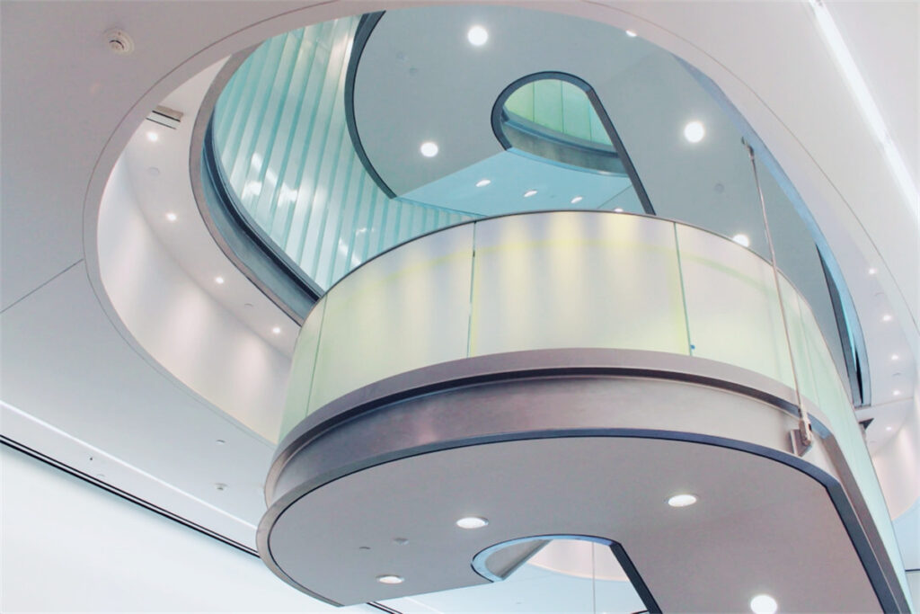 ceramic fritted curved laminated glass panel